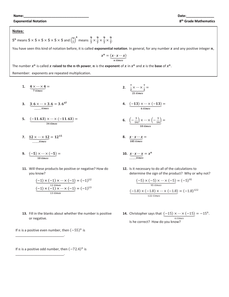 Exponential Notation