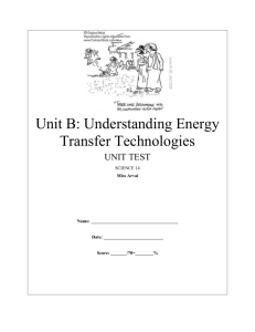 Science 14 Unit B: Understanding Energy Transfer Technologies