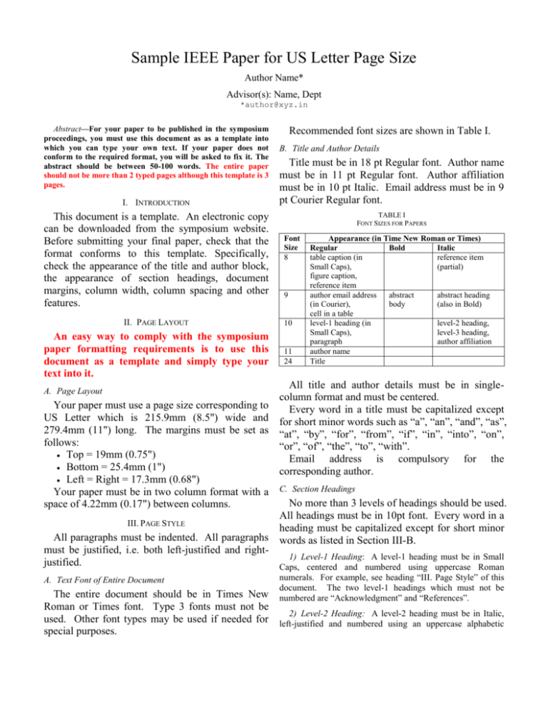 IEEE Paper Template in A4 (V1) CeNSE