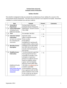 Syllabus Checklist - Portland State University