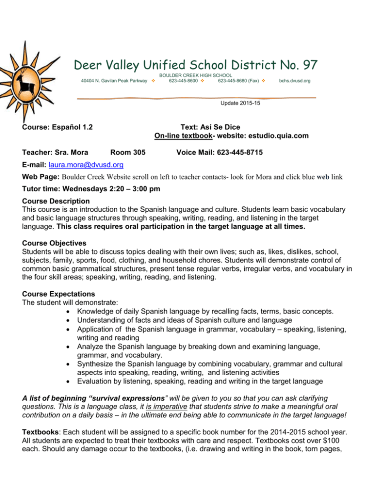 Syllabus SPA 1 2 Deer Valley Unified School District