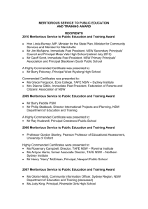 meritorious service to public education and training award