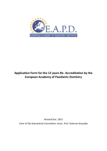 Application for the 12 years Re Accreditation