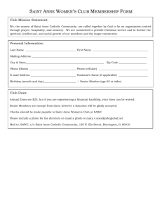 St. Anne Women`s Club Registration Form