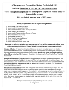 AP Language and Composition Writing Portfolio Fall 2015 Due Date