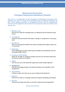 Behavioural Economics Checklist. November 2012