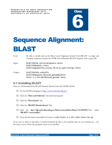 Sequence Alignment: BLAST - Genome Projects at University of