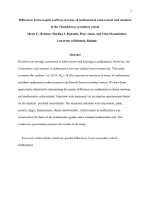 Differences between girls and boys in terms of mathematical