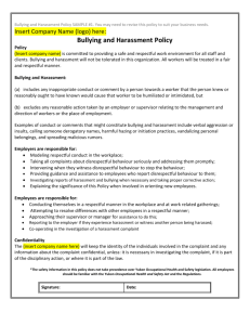 Bullying and Harassment Policy