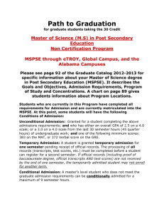 MSPSE Program Information From Admission and Orientation to
