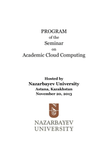 Hosted by Nazarbayev University Astana, Kazakhstan