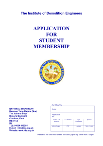 a copy of the Student Application Form and Notes