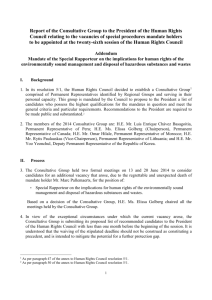 Report of the Consultative Group to the President of the Human