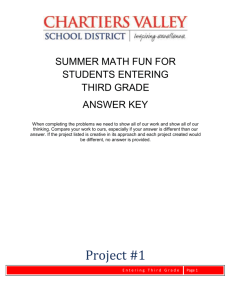 Answer Key- Math Fun- Entering 3rd Grade