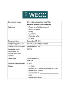 2013 Plan Data and Assumptions - Western Electricity Coordinating
