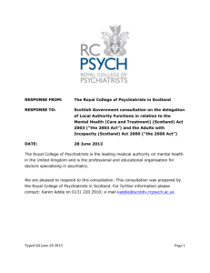 RESPONSE FROM: The Royal College of Psychiatrists in Scotland