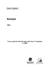 Korean - Queensland Curriculum and Assessment Authority