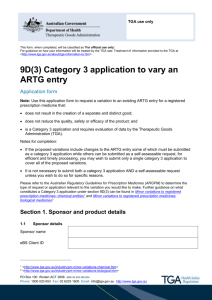 9D(3) Category 3 application to vary an ARTG entry