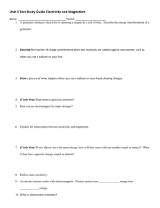 Study Guide Electricity and Magnetism 2015