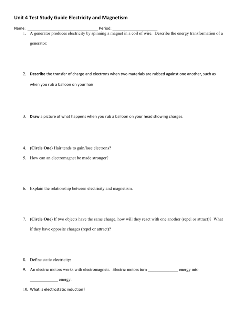 Study Guide Electricity And Magnetism 2015 Study Guide Electricity And Magnetism 2015