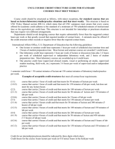 uncg course credit structure guide for standard