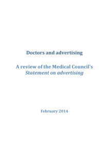 Doctors and advertising: A review of the Medical Council`s