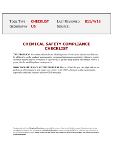 CHEMICAL SAFETY COMPLIANCE CHECKLIST