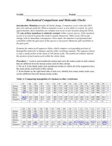 Biochemical Comparisons and Molecular Clocks