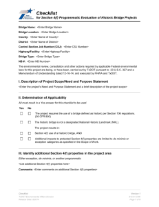 Checklist for Section 4(f) Programmatic Historic Bridge Projects