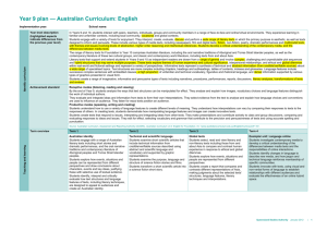 Year 9 plan * Australian Curriculum: English