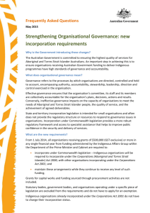 Strengthening Organisational Governance: new incorporation