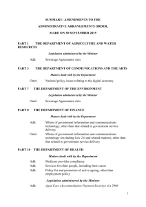 summary: amendments to the administrative arrangements order