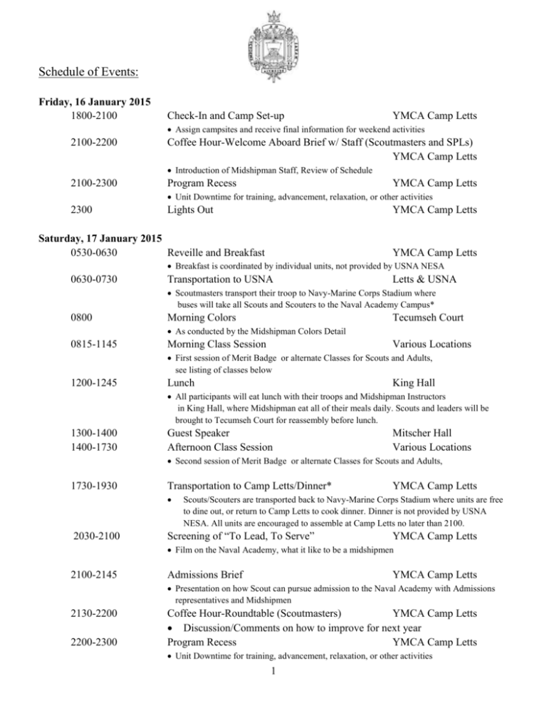 Jamboree Schedule United States Naval Academy