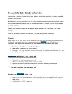 User guide for Cable Selector software tool