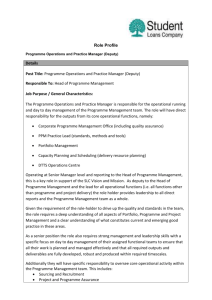 Role Profile Programme Operations and Practice Manager (Deputy