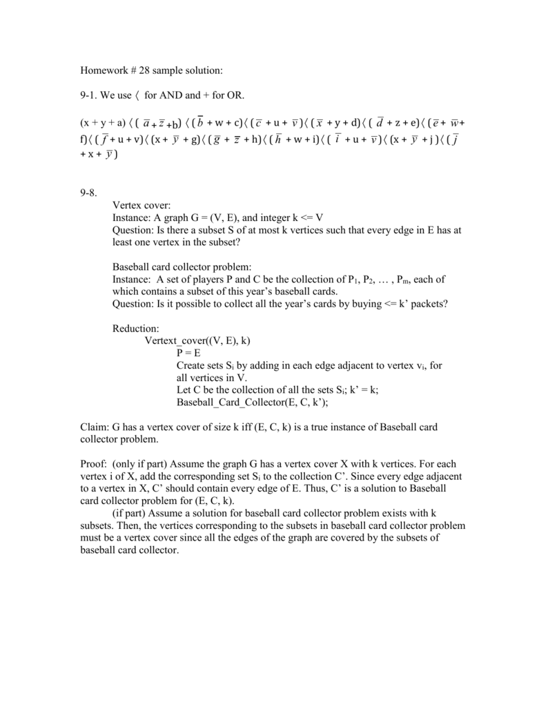 Homework 28 Sample Solution 9 1 We Use For And And For Or