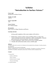 Syllabus “Introduction to Surface Science