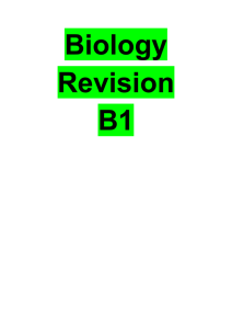 GCSE Science B1 revision notes - Mr Tasker
