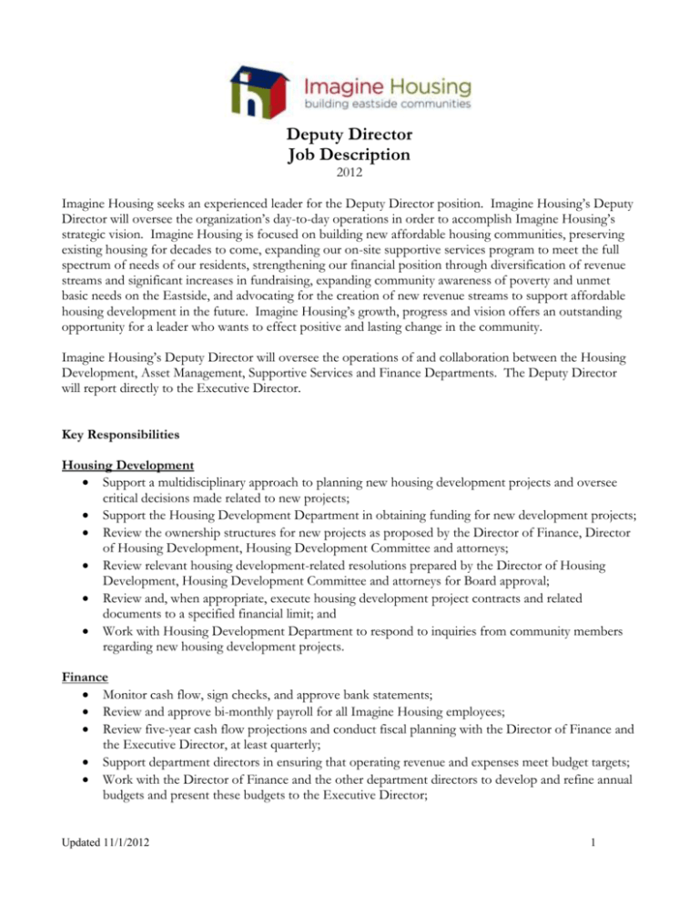 2012 Deputy Director Job Description FINAL