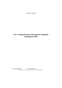 Fair Trading (Product Information Standard) Regulations 2003
