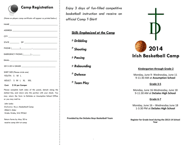 Irish Basketball Camp Walla Walla Catholic Schools