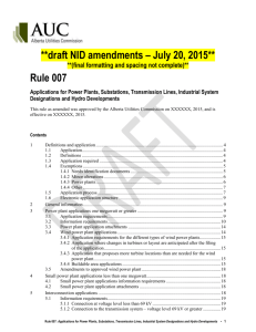 AUC Rule 007: Applications for Power Plants, Substations