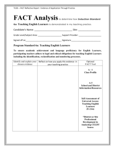 FACT Analysis to determine how Induction Standard 6a: Teaching