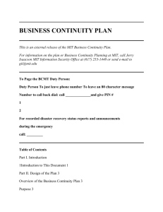 Business Continuity Plan - Disaster Recovery Plan Template