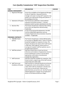 Care Quality Commission *100* Inspection Checklist
