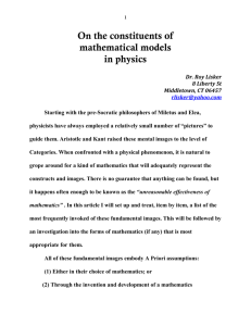 Constituents of Mathematical Models in Physics