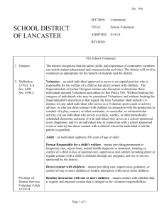 Policy 916 - Volunteers - The School District of Lancaster