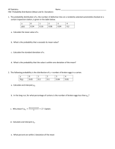 AP Statistics Name HW: Probability Distribution (Mean and St