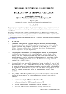 Declaration of storage formation - National Offshore Petroleum Titles