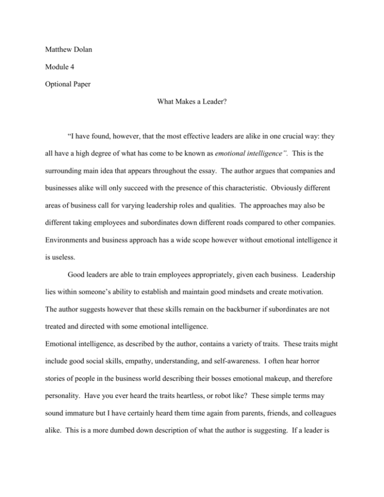 how to be a good leader essay